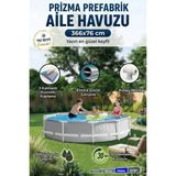 Brother Toys Intex Büyük Boy Prizma Prefabrik Aile Havuzu 366X76 Dayanıklı Çerçeveli Bahçe Havuz Gri
