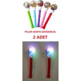 Brother Toys Işıklı Sopa Küre 30 Cm 2 Adet Eğlenceli Spor Oyuncakları Piller Hediye 6 Pil ile Çocuklar İçin