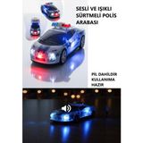 Brother Toys Kırılmaz Korumalı Sesli Işıklı Müzikli Sürtmeli 1 Adet Oyuncak Polis Arabası 15 Cm. - Beyaz - Mavi