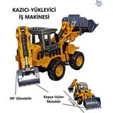 Brother Toys Oyuncak Buldozer Metal Kepçe Çift Taraflı İş Makinası 17.5 Cm. Ekskavatör Bulldozer - Sarı