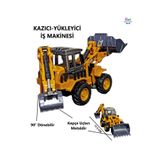 Brother Toys Oyuncak Buldozer Metal Kepçe Çift Taraflı İş Makinası 17.5 Cm. Ekskavatör Bulldozer