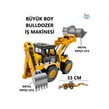 Brother Toys Oyuncak Büyük Boy Buldozer Metal Kepçe Çift Taraflı İş Makinası 32 Cm. Ekskavatör Bulldozer