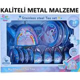 Brother Toys Oyuncak Metal Çay Evcilik Ve Mutfak Seti 15 Parça Çay Bardak Tepsi Çaydanlık Tabak 24 Cm.