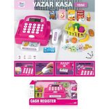 Brother Toys Oyuncak Yazar Kasa 29 Parça Sesli Işıklı Hesap Makineli Barkod Okuyuculu Market Yazarkasa Pos Pembe