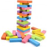 Brother Toys Renkli Büyük Boy Doğal Ahşap Denge Oyunu 54 Parça Eğlenceli Kule Oyunu