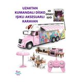 Brother Toys Uzaktan Kumandalı 3D Disko Işıklı 40 Parça Aksesuarlı Pembe Karavan Full Fonksiyon Oyuncak 38 Cm.