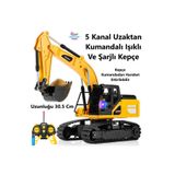 Brother Toys Uzaktan Kumandalı 5 Fonksiyon Şarjlı 360 Derece Dönebilen Kepçe Oyuncak Dozer Ekskavatör 30.5 Cm.