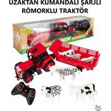 Brother Toys Uzaktan Kumandalı Şarjlı Römorklu Traktörfull Fonksiyon Çiftlik Hayvanı Veya Odun Taşıyan Oyuncak - Kırmızı