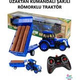 Brother Toys Uzaktan Kumandalı Şarjlı Römorklu Traktörfull Fonksiyon Çiftlik Hayvanı Veya Odun Taşıyan Oyuncak - Mavi