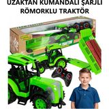 Brother Toys Uzaktan Kumandalı Şarjlı Römorklu Traktörfull Fonksiyon Çiftlik Hayvanı Veya Odun Taşıyan Oyuncak - Yeşil