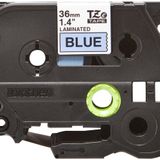 Brother TZE-561 36 mm x 8 m Mavi Üzerine Siyah Laminasyonlu Etiket