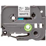 Brother TZE-S241 18 mm Beyaz Üzeri Siyah Güçlü Yapışkanlı Laminasyonlu Etiket