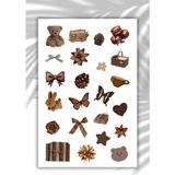 Brown-Kahverengi Temalı Sticker Planner/ajanda/bullet Journal/laptop Için Uygun - Çok Renkli - Epson Orjinal Kağıt - 13,5x19 cm