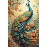 Brown & Turquoise Peacock: Japanese Ornamental A5 Lined Notebook (Imperial Japan Collection)
