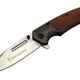 Browning 8-8 Kahverengi Kamp Çakı 20cm - Yarı Otomatik Kemerlikli Ahşap Sap