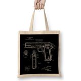 Browning Pistol Patent Blueprint Bez Çanta Uzun Saplı - Açık Bej - 40 X 40