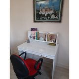 BRR Store Bahar Serisi Çalışma Masası-Çocuk Ve Genç Odası Çalışma Masası-Kitaplıklı ve Çekmeceli Çalışma Masası - Beyaz - 108x95 cm