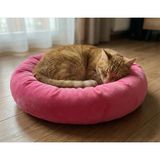 Brt Pet Polar Simit Kedi Yatağı, Küçük Irk Köpek Yatağı, 50 cm Çap - Pembe