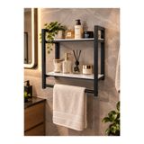BRTWOODS Çok Amaçlı Banyo ve Mutfak Düzenleyici Raf - Kahve Köşesi & Havluluk Standı (8mm MDF / Metal Profil)
