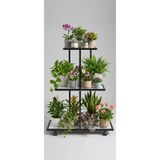 BRTWOODS Metal Ahşap 3 Katlı Tekerlekli Saksılık Çiçeklik Organizer Stand