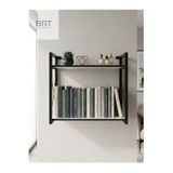 BRTWOODS Siyah Metal Ahşap Tablalı 2 Katlı Duvar Rafı Kitaplık Düzenleyici Organizer