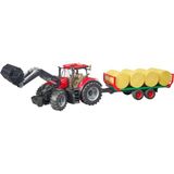 Bruder Case Ih Optum 300CVX Oyuncak Kepçeli Traktör ve Balya Römorku - Standart