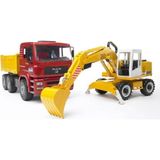 Bruder Oyuncak Man Damperli Kamyon Veliebherr Ekskavatör BR02751 - Renkli