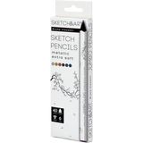 Bruno Visconti Profesyonel Kuru Boya Kalemi Kalın Gövde 4mm Metalik 6 Renk NO:30-0118-01