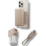 Bruntoo BR Energea x Bazic Travel Kit Universal Travelworld 25W Adaptör Alupac 10.000 Mah Powerbank ve Alucable 15 cm 60W USB To Lightning Kablolu Set Travel Çanta - Altın