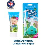 Brush-Baby Silikon Diş Fırçası ve Diş Kaşıyıcı ile Bebek Diş Macunu (Ilk Ağız Bakım Seti) 0-18 Ay