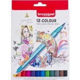 Bruynzeel 5789102 12 Renk Fineliner Brushpen Çift Taraflı Kalem Seti