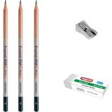 Bruynzeel Design Graphite Dereceli Kalem Öğrenci Eskiz Seti No: 4b-4h-Hb + Kalemtraş + Silgi - Karışık-Çok Renkli - standart