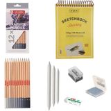 Bruynzeel Eskiz Başlangıç Seti 4 + Dereceli Kalem + A5 Defter + Dağıtıcı Set + Silgi + Açacak + Hamur Silgi - Karışık-Çok Renkli - standart