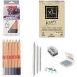 Bruynzeel Eskiz Başlangıç Seti 5 + Dereceli Kalem + A5 Defter + Dağıtıcı Set + Silgi + Açacak + Hamur Silgi - Karışık-Çok Renkli - standart