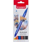 Bruynzeel Finelıner Çift Taraflı Kalem Seti 6 Renk - Amsterdam - Renkli - Standart