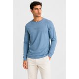 brz braazi Mavi Erkek Bisiklet Yaka Enjeksyin Baskılı Oysho Sweatshirt