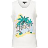 BRZ Collection Baskılı Yırtmaçlı Kız Çocuk Sıfır Kol T-Shirt - Ekru - 4 Yaş