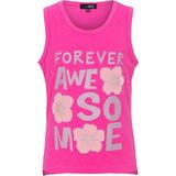 BRZ Collection Baskılı Yırtmaçlı Kız Çocuk Sıfır Kol T-Shirt - Fuşya - 4 Yaş
