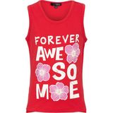 BRZ Collection Baskılı Yırtmaçlı Kız Çocuk Sıfır Kol T-Shirt - Kırmızı - 12 Yaş