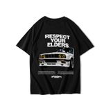 Brz Collectıon Brz Collection Unisex Oversize Respect Your Elders Bmw T-shirt Siyah