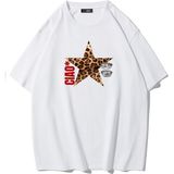 Brz Collection Kadın Ciao Leopar Yıldız Desenli T-Shirt Beyaz - M