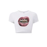 BRZ COLLECTION Kadın Timeless Art Crop T-shirt Beyaz