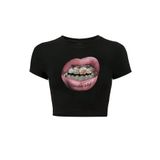 BRZ COLLECTION Kadın Timeless Art Crop T-shirt Siyah