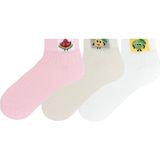 BRZ Collection Lastik Meyve Desenli Kız Çocuk Patik Çorabı 3'lü Set - 1 - 3 Yaş - Çok Renkli