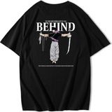 Brz Collection Oversize Anime T-Shirt Erkek Günlük Siyah Kısa Kol Pamuklu Malzeme - XL