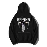 BRZ Collection Unisex Oversize Anime Inspired “Behind” Baskılı Hoodie (XXS)