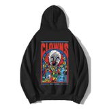 BRZ Collection Unisex Oversize “Clowns Aren’t Funny” Baskılı Hoodie – Siyah Horror Streetwear Kapüşonlu Sweatshirt (XXS)