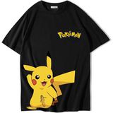 Brz Collection Unisex Oversize Pikachu Pokemon T-Shirt Siyah - 2XS
