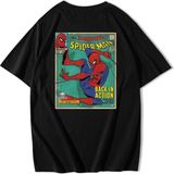 BRZ Collection Unisex Oversize Spider-Man T-Shirt - Siyah - 2XL