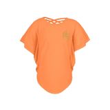 BRZ Kids Sim Baskılı Neon Turuncu Kız Çocuk Yarasa Kollu T-shirt.